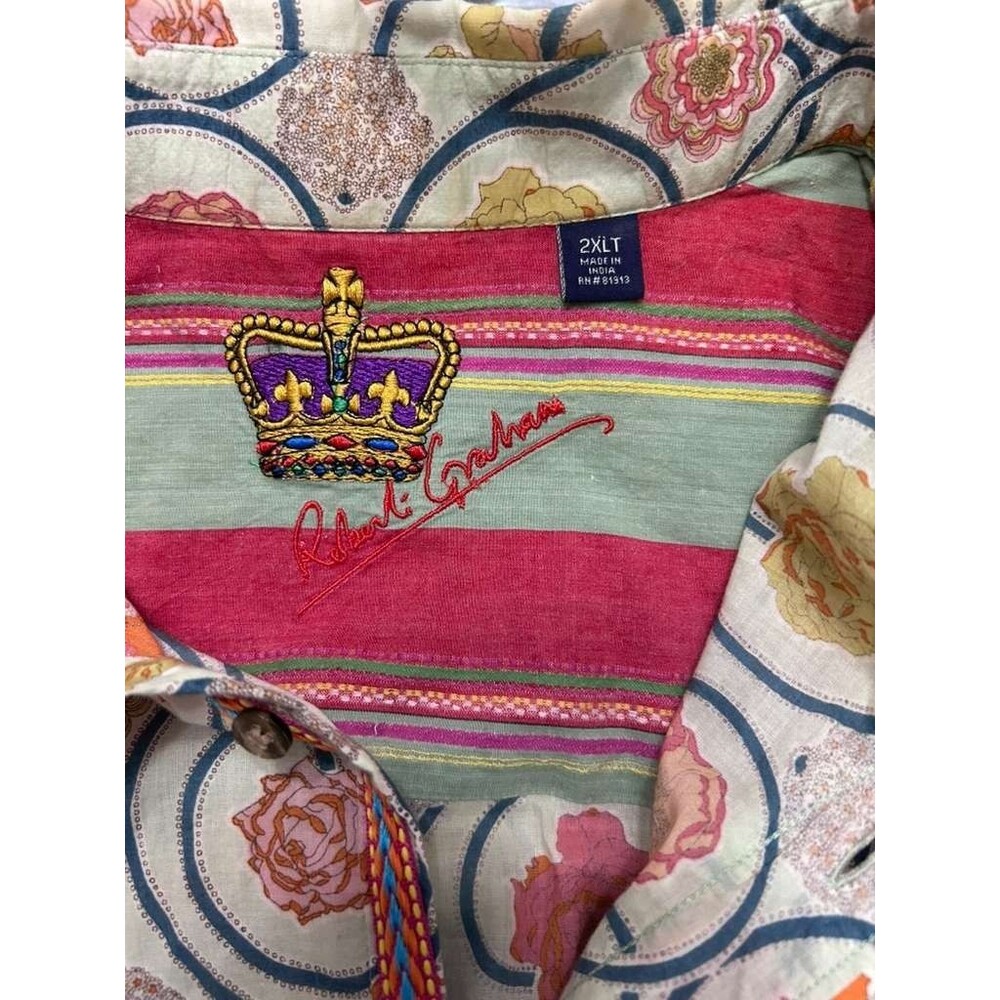 Robert Graham Button Down Shirt Men's 2XLT Floral Fleming Long Sleeves - Picture 5 of 7